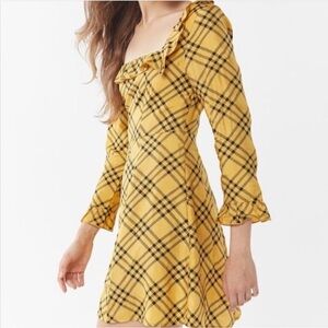 Urban Outfitters Plaid Babydoll Mini Dress Sz X-Small